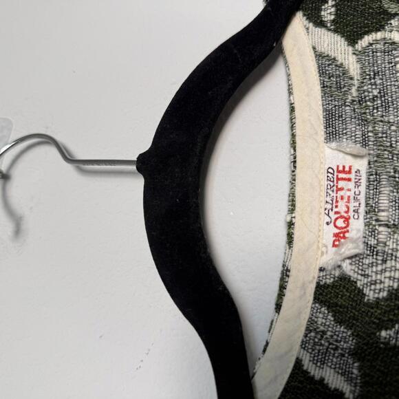 Vintage Green and Cream Floral Patterned Vest with Fringe Trim - Picture 4 of 4